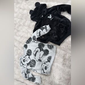 Disney Black and Gray Mickey Mouse Hoodie Set